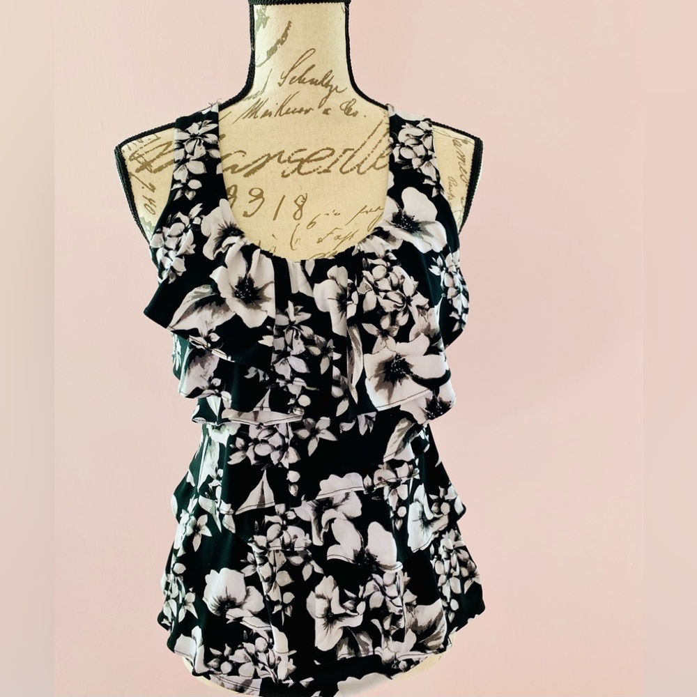 Floral Ruffle Women's WHBM Sleeveless Top Size XS